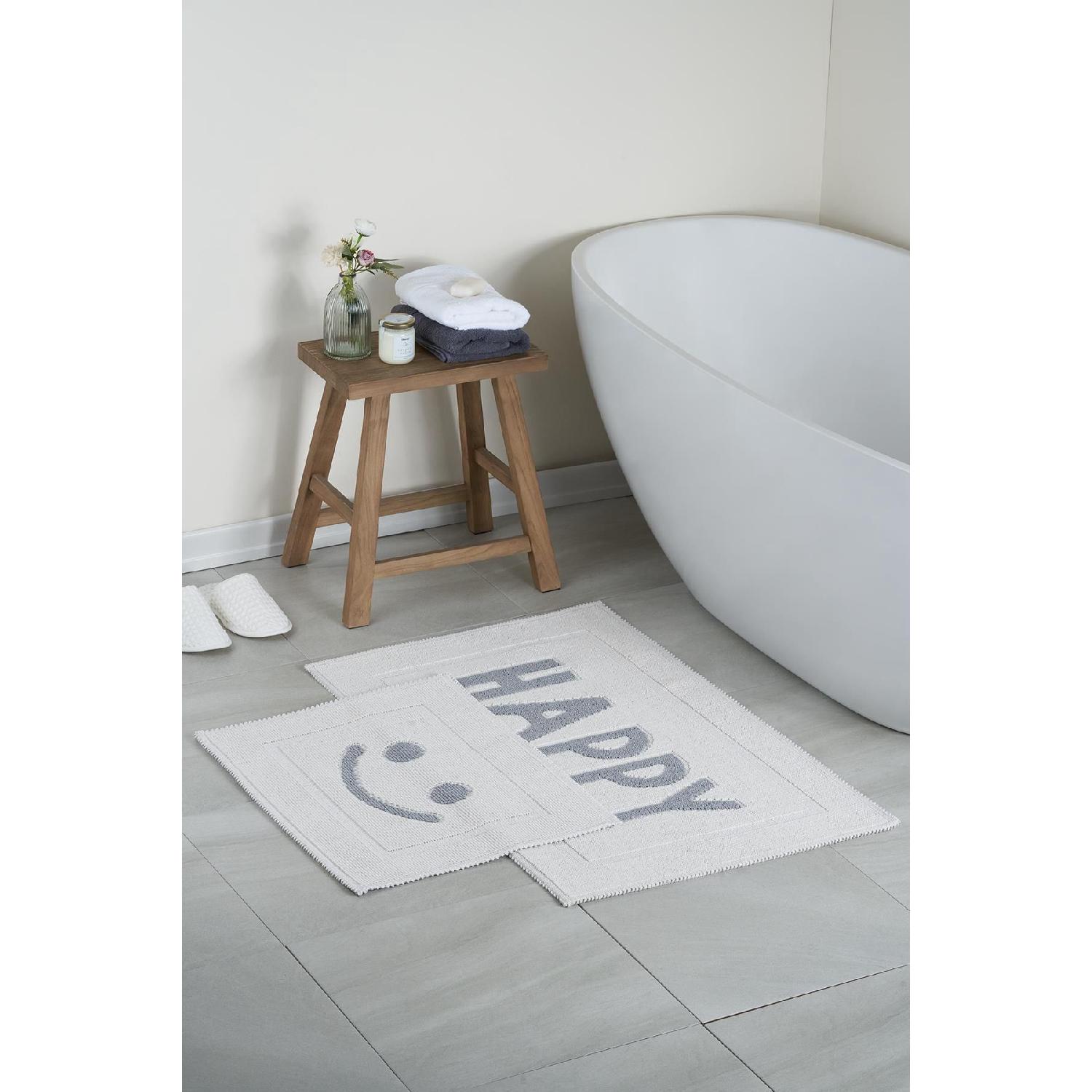 

Happy Natural Cotton Bath Mat Set Of 2 60x100 50x60 Cm - Gray серый