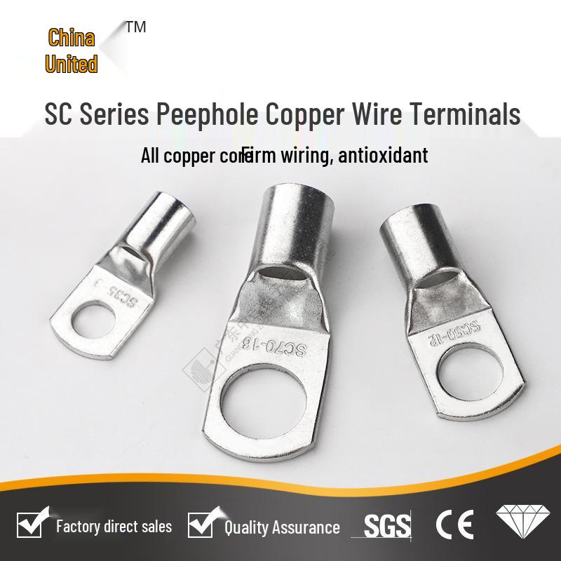 Tin-Plated Copper Crimp Lug Terminal – Purple Copper, Ear Round Design