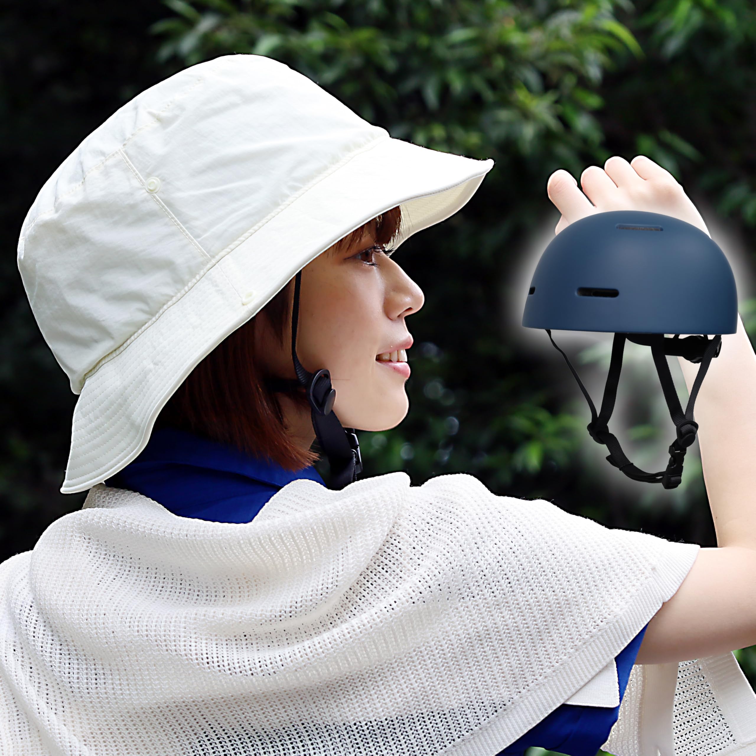 

TEITO Adult Bicycle Helmet with Hat Fits Authentic SG for City Men and Women SG-Standard [Subsidy Eligible] 54-58cm (21.5-22.2 inches) - Mark, белый