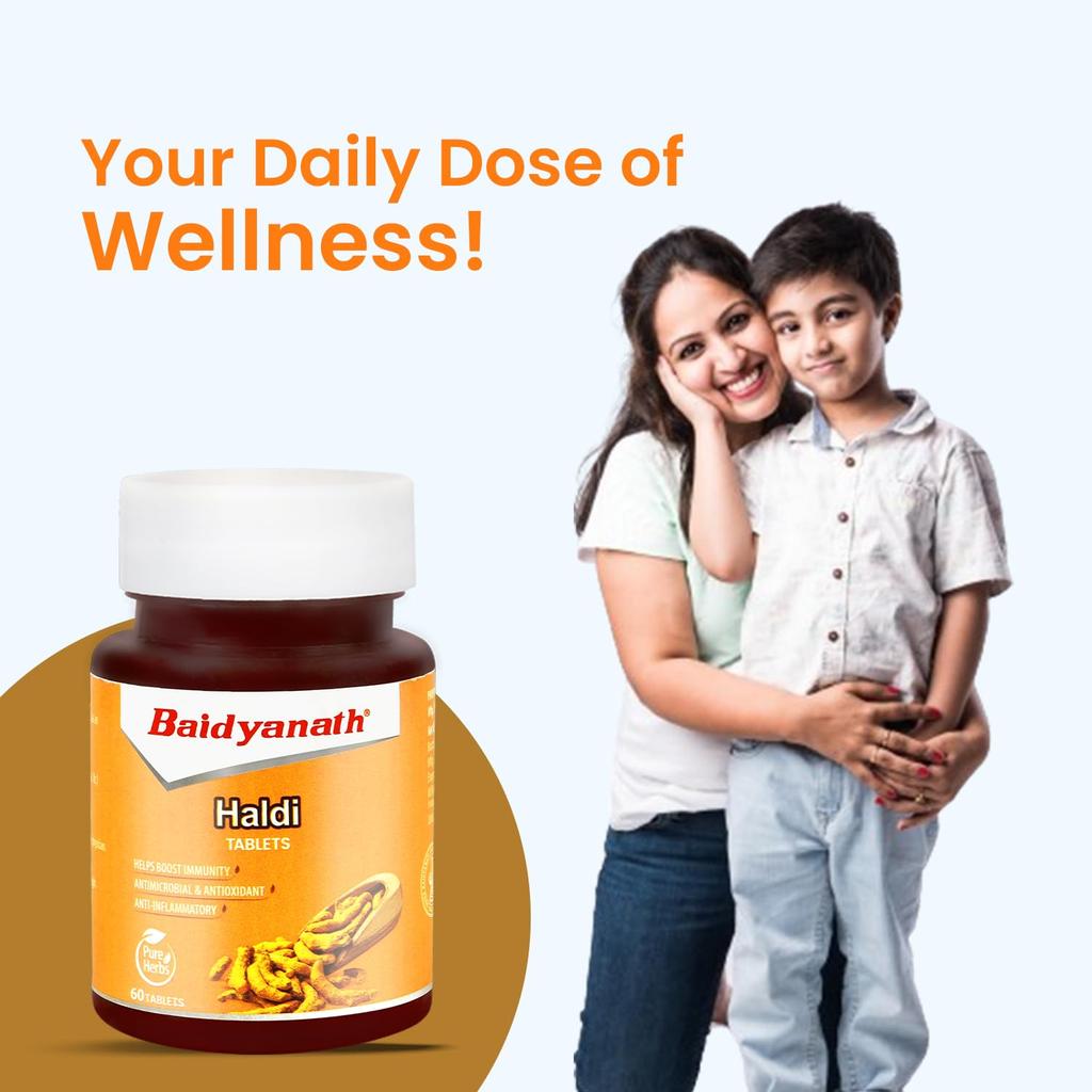Baidyanath Turmeric Tablets Natural Haldi Extract 60 Tablets x Pack Of 3 Daily Wellness Digestion & Skin Support