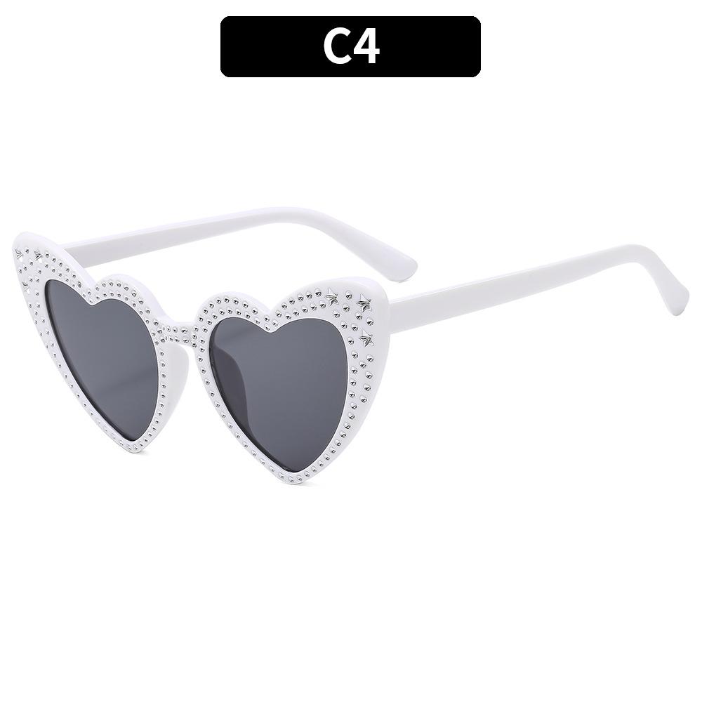 2024 Fashion Luxury Sunglasses Women Big Frame Love Bling Eyeglasses Crystal Diamond Heart Sunglasses UV400 Protection