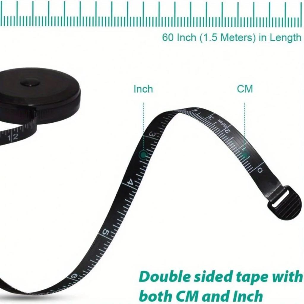 Soft Retractable Tape Measure, Black Double-Sided Design, Ideal for Body Measurement, Fabrics and Seamless Knitting