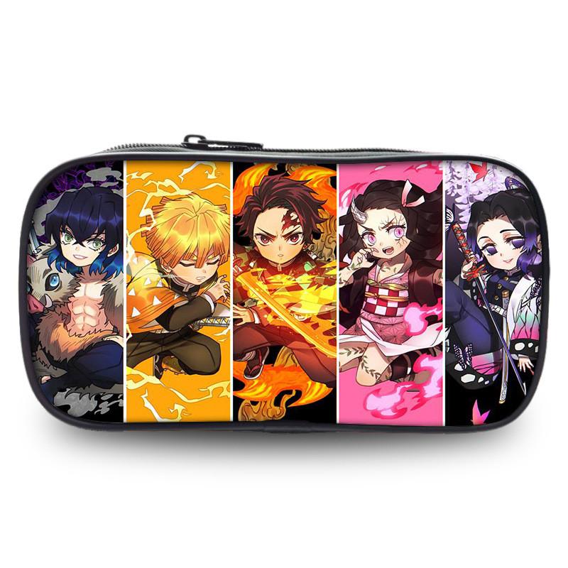 Spacious Oxford Demon Slayer Pencil Case For Students With Casual Style