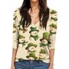 Women's Tops Three-quarter Sleeve Shirt V-neck Loose Casual Shirt Print T-shirt