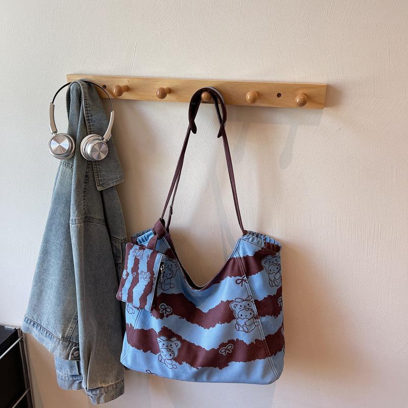 

Полосатая ручная сумка подмышку Летняя простая сумка через плечо большой вместимости Модная сумка-тоут