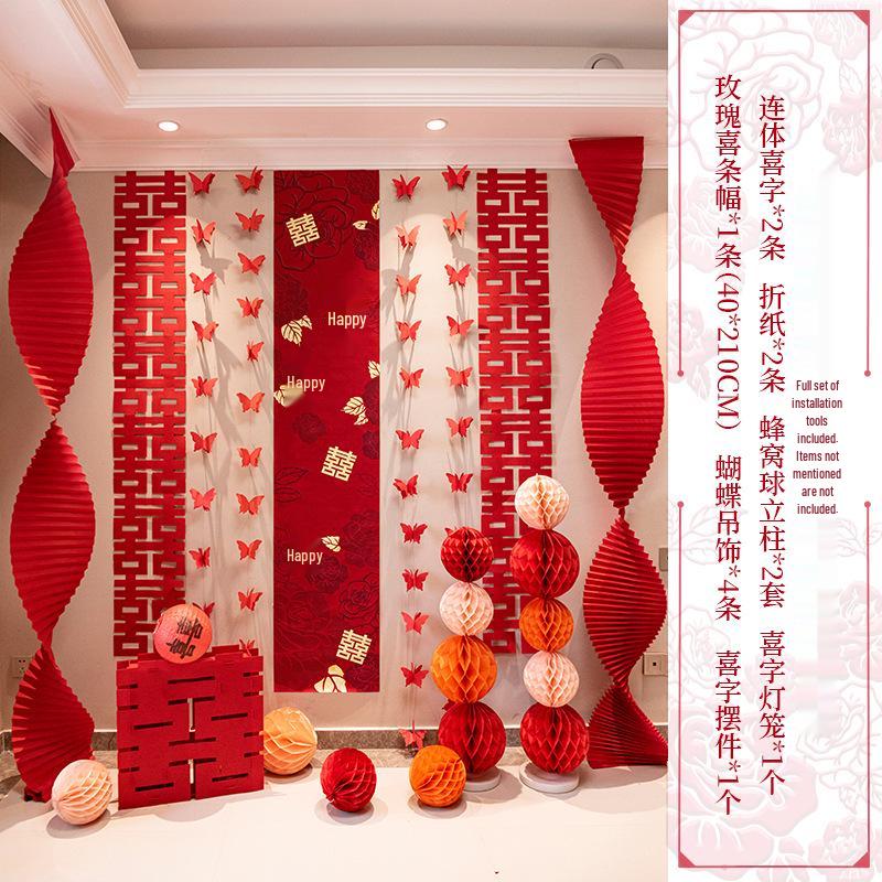 Wedding Decoration Set: Groom & Bride's Room Ornaments with Bunting & Robe Wall Décor