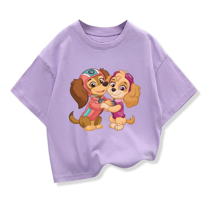 Paw Patrol Children Short Sleeved Tees Tshirt Girls Funny Clothing Summer  Basic Tops Kids Loose O-neck Cartoon T-shirt