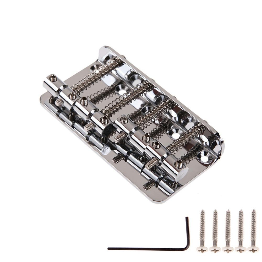 4 Strings Bass Bridge Metal Tailpiece with Screws Tailpiece Fixed Saddles For Fender Jazz Bass Guitar Chrome Replacement Part
