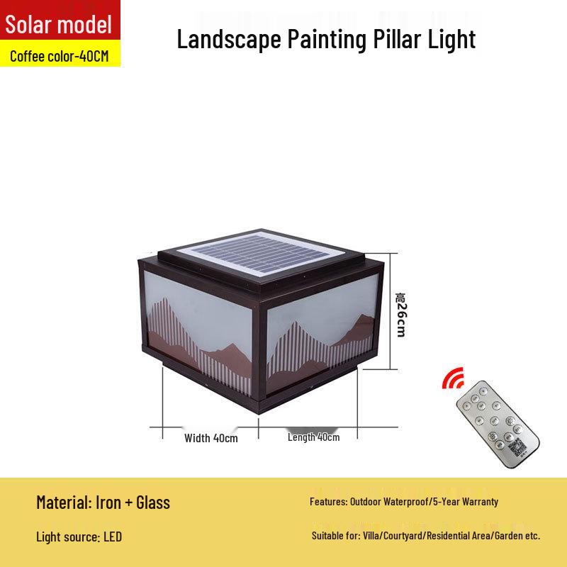 Modern Solar LED Pillar Light for Garden, Courtyard, or Hotel