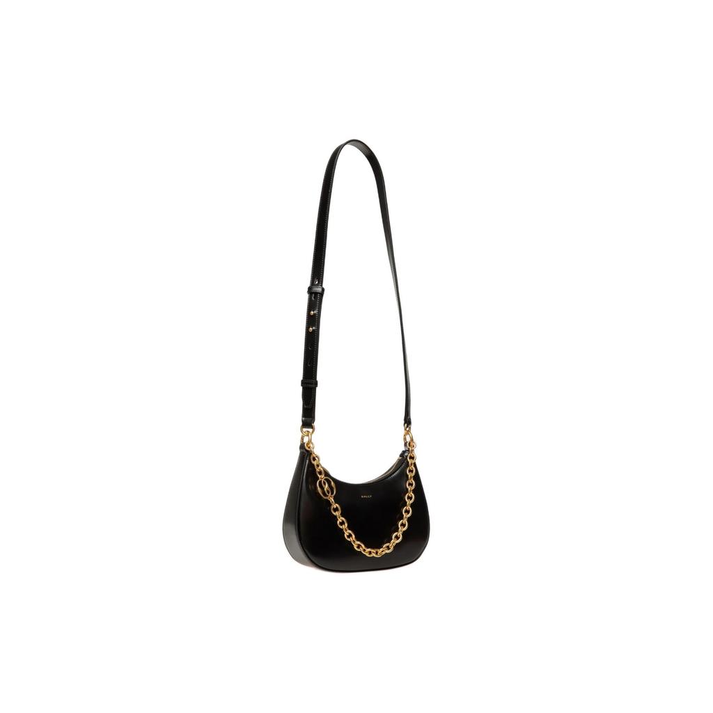 Bally Emblem Metal Short Chain Handle Badge Link Patent Calfskin Mini Handheld Shoulder Crossbody Bag Women handbags Black 6306592