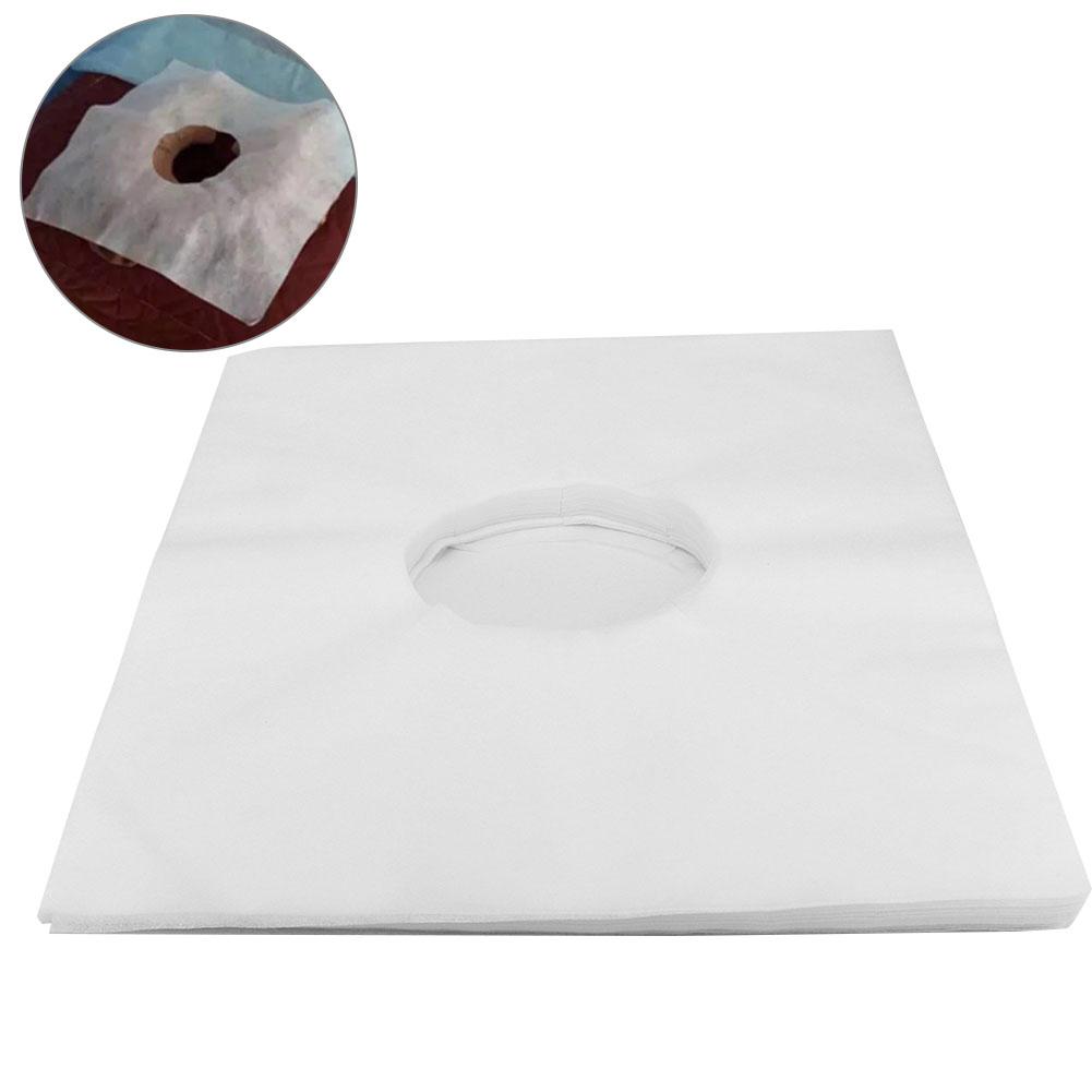 Disposable Beauty Salon Bed Face Hole Cover Non woven Fabrics  Massage Table Pillow Cover White