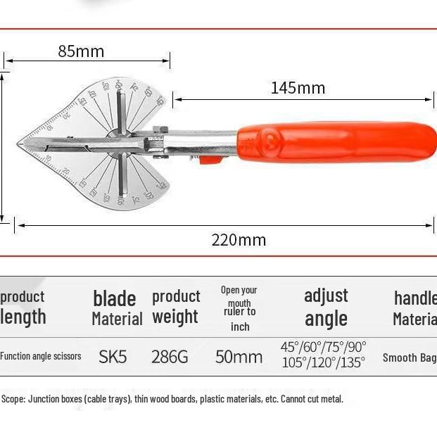 Multifunctional 45° Angle Cut Trunking Scissors for Woodworking & Electrical Work