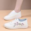 Women's White Leather & Mesh Breathable Shoes - Soft Sole, Non-Slip, Korean Style for Spring/Summer