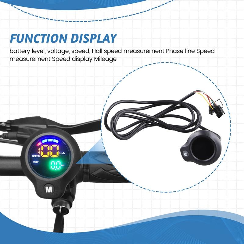 BAAU 24V 36V 48V 60V 72V Electric Scooter Ebike LED Display Speed Meter Dashboard Instrument Bicycle Accessories 6pin
