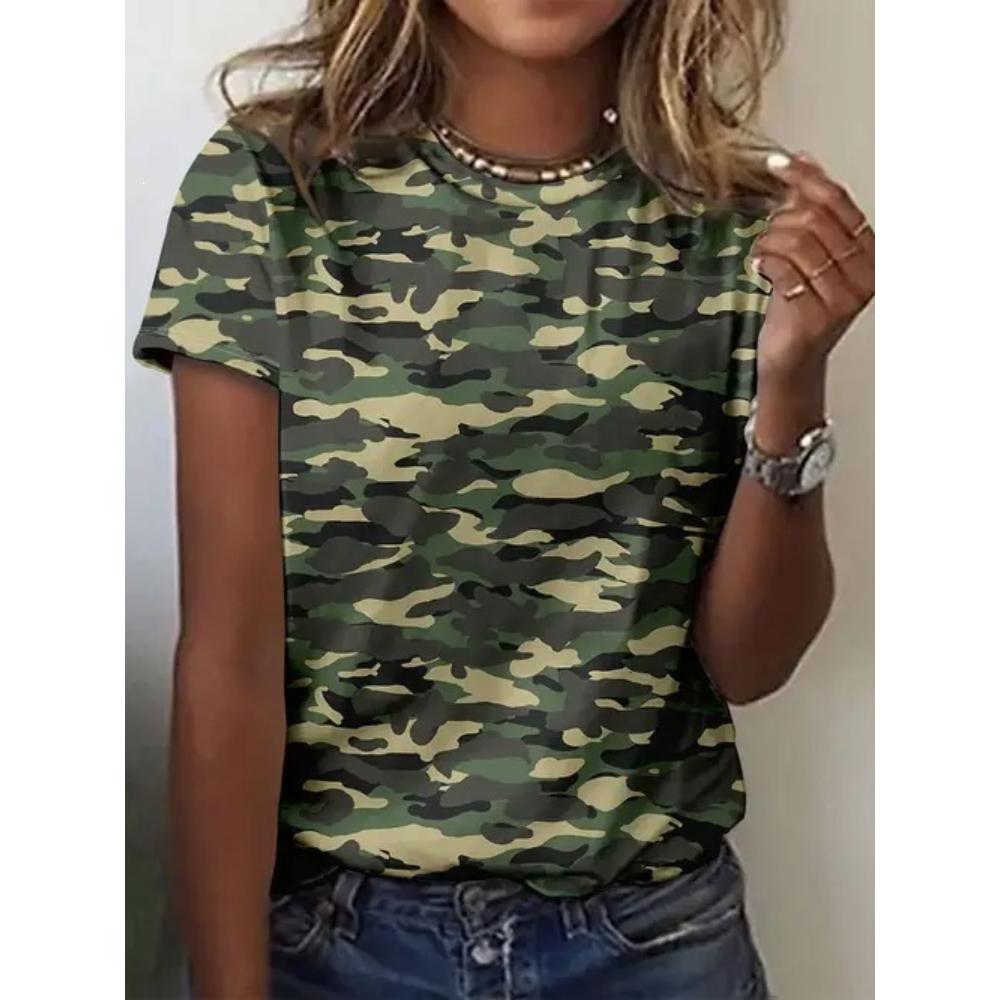 Comfortable Versatile Simple Short Sleeve Crew Neck Women s Top Daily Comfort T-Shirts Women’s XS