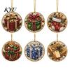 Acrylic Santa Hanging Ornaments 6 Pcs Christmas Pearl Art Ornaments, 2D Flat Holiday Tree Pendant, Decorations Effect Decoration for Home Wall