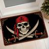 1pc Vintage Pirate Skull Suitable for Entrance, Non-Slip Water-Absorbent Floor Carpet with Skull & Crossbones, Machine Washable Suitable for Bedroom, 