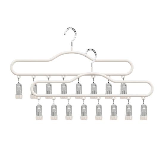 1/2/3Pcs Coat Hanger with 8 Clips Multi-Function Storage Hanger Space-Saving Hanging Wardrobe Organizer Jeans Skirts Scarves Belts Towels Accessories