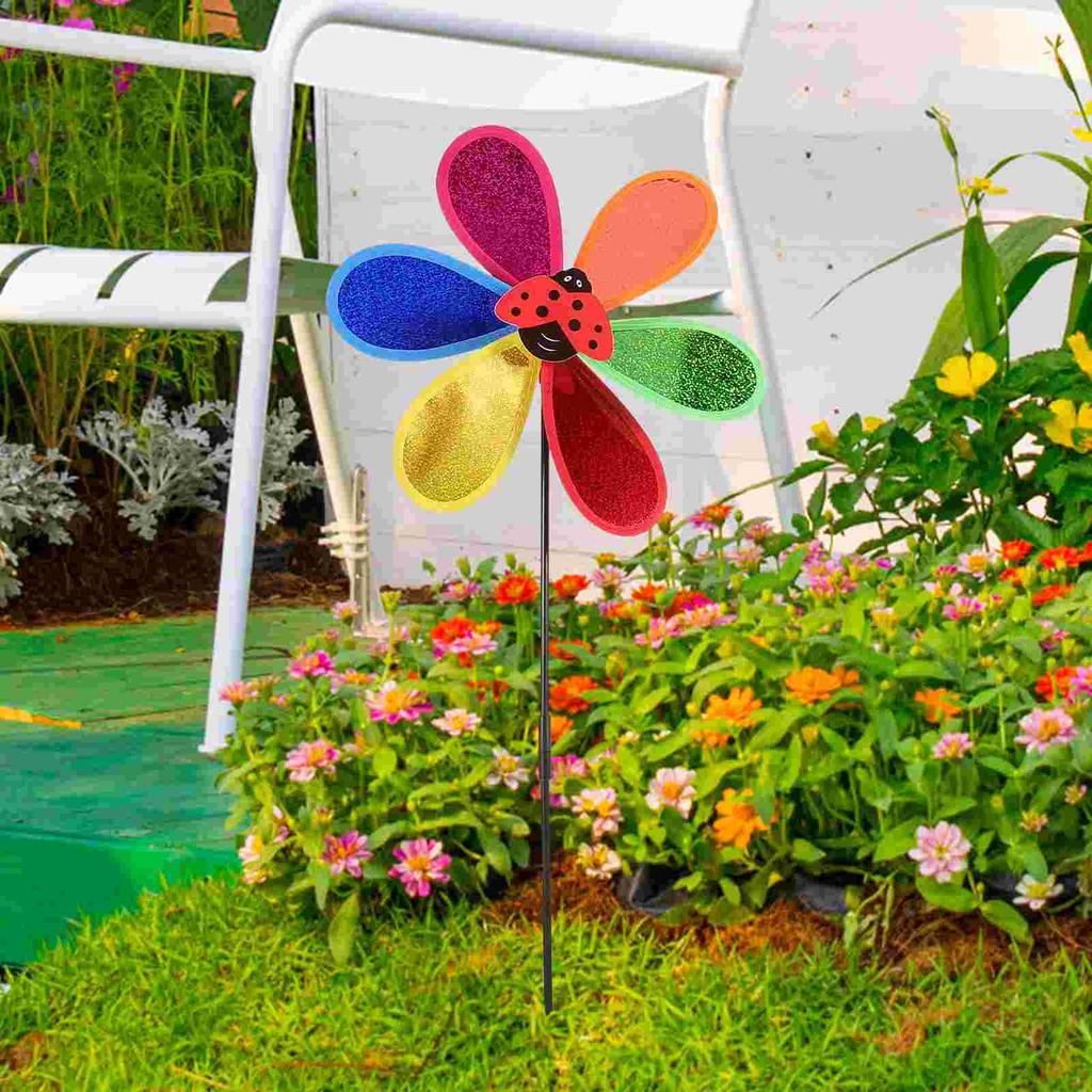 4 Pcs Ornament Garten Windrad Decor Dekoration Rasen Bunte Windmühle Kunststoff Handheld Schmuck Kind Szene