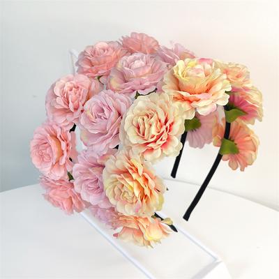 Nový letní květinový čelenka na pláž pro ženy zásnuby svatba nevěsta čelenka do vlasů luxusní pokrývka hlavy roztomilá růžová fotografická čelenka doplněk