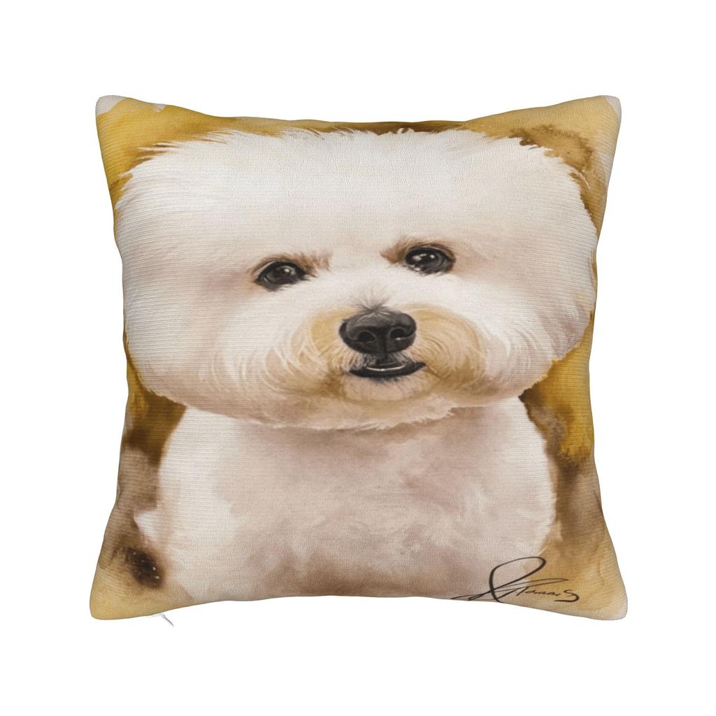Cute Bichon Frise Pillow Cover Comfy Cushion Cover Funny Pillow Case For Sofa Home Decor