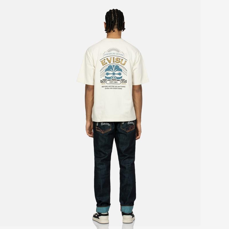 Fortune God Evisu Trademark And Family Flower Pattern Short Sleeve T-Shirt Men Tops 2ESHTM4TS7079RXCT