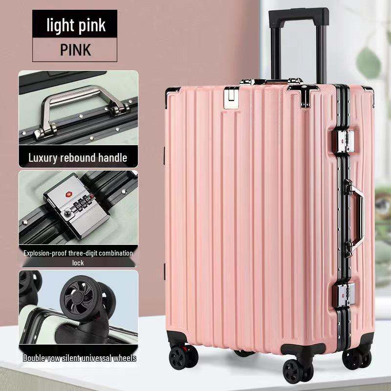 24-Inch Women's Silent Wheeled Suitcase: Durable Aluminum Frame, Large Capacity, Carry-On with Password Lock