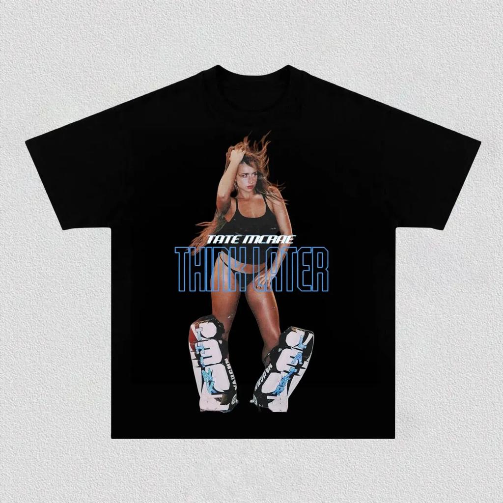 Singer Tate McRae Portrait Graphics Tshirt Unisex Shirt 2026 Summer New Unisex Women Luxury Fashion Cotton Oversize Tshirt Y2K