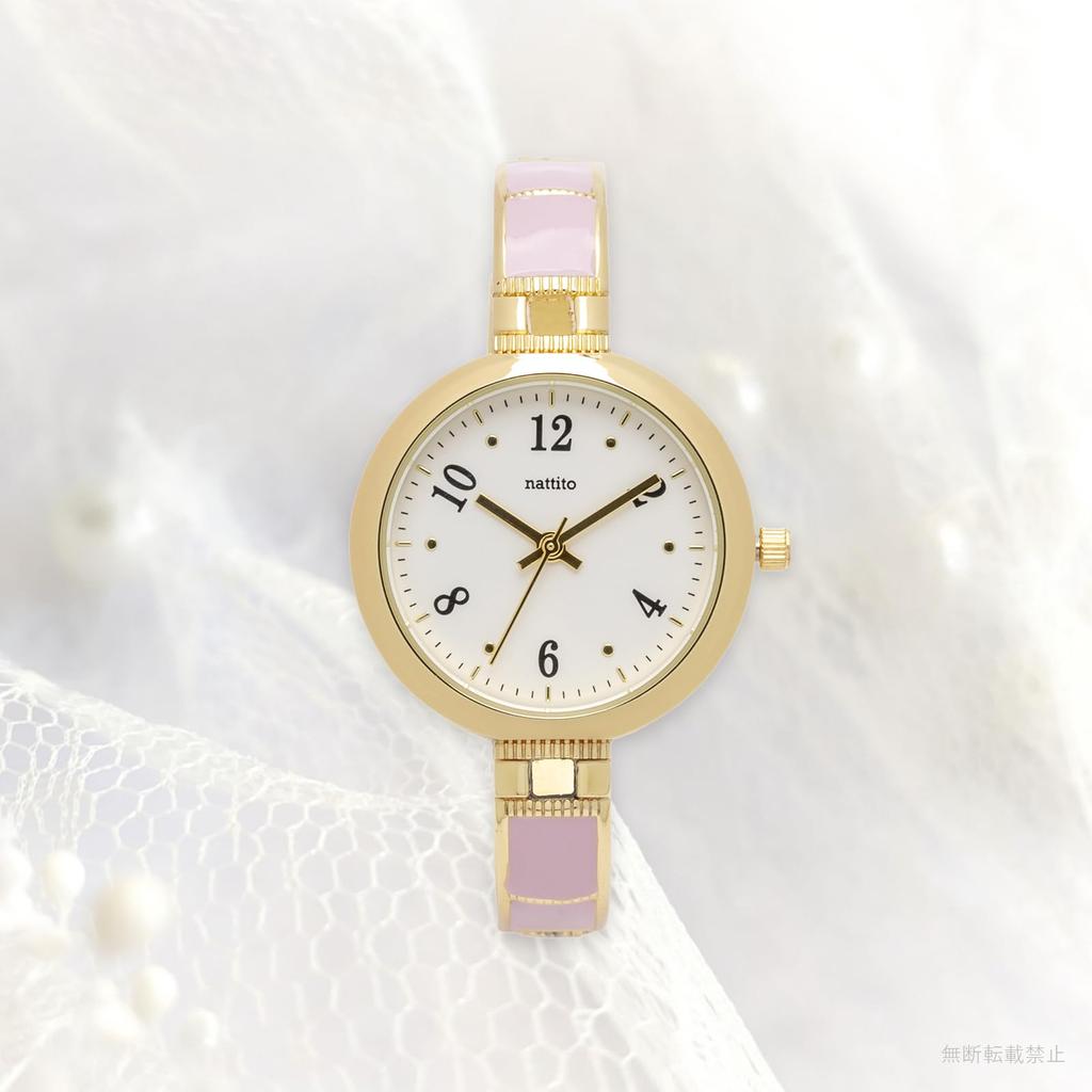 Fieldwork Analog Watch with Metal Strap and Epocolor Cattery Women's Bangle, Pink, YM123-2