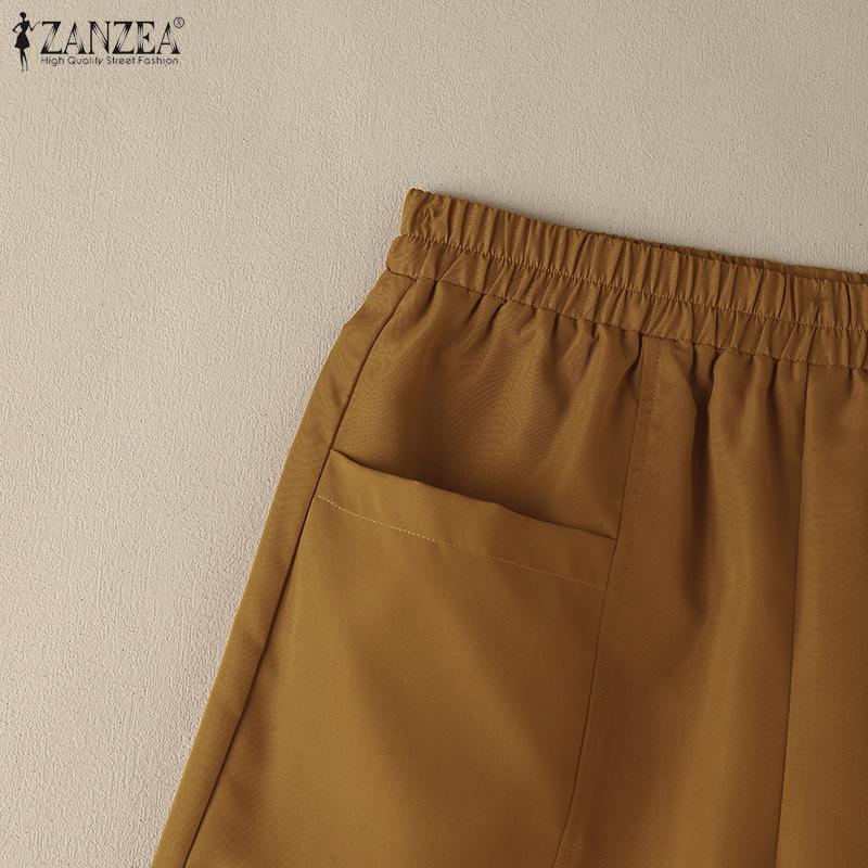 ZANZEA Women Casual Loose with Pocketed Elastic Waist Shorts