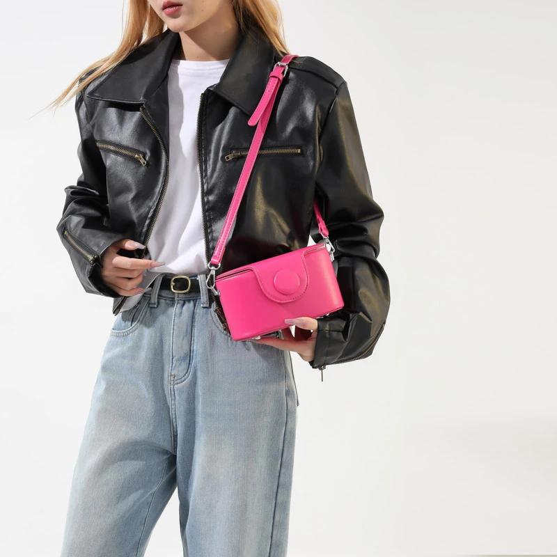 Bolsa de couro PU Crossbody para mulheres Mini bolsas de ombro Bolsas de luxo e bolsas Bolsas de mão femininas Azul e laranja