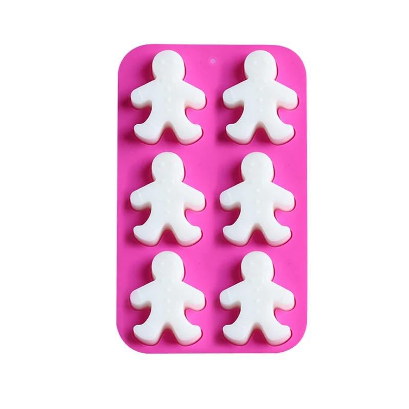 Gingerbread Man Christmas Food Grade Silicone Mold Chocolate Fondant Mold Snowman Lollipop Cake Candy Cake Decorating Tools