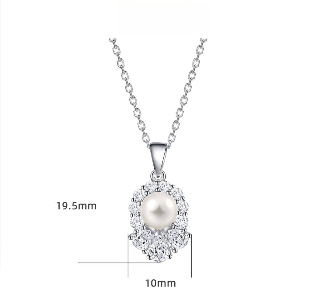 S925 Sterling Silver Pearl Necklace Light Luxury Niche Pendant Bead Silver Neck Chain Accessories Women