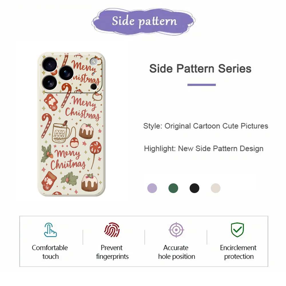 For iPhone 17 Pro Case Merry Christmas Pattern Printing Straight Edge TPU Phone Back Cover