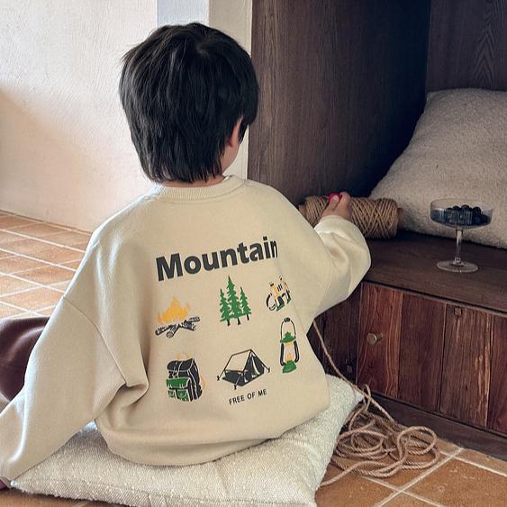 Spring Children's Sports and Leisure Hoodie, Cartoon Printed Single Piece Loose Round Neck Top for Big Boys