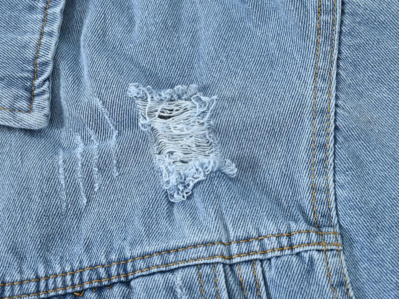 Women's Retro Patchwork Denim Jacket with Frayed Hem - Spring/Autumn, Slimming, Loose Fit, Plus Size, Casual Trend