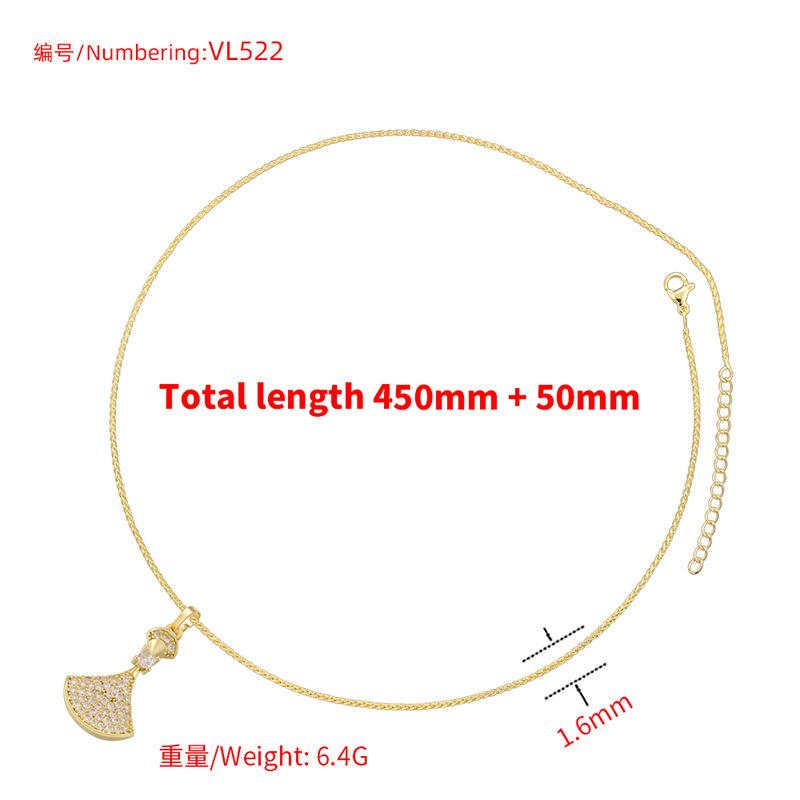 Ol Copper Inlaid With Zirconium Skirt Pendant Necklace Women'S High-End Fan-Shaped Collarbone Chain Vl522