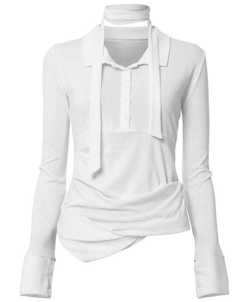 Peulleeoeob Asymmetrical Draped Shirt (Fl-186_Ivory)