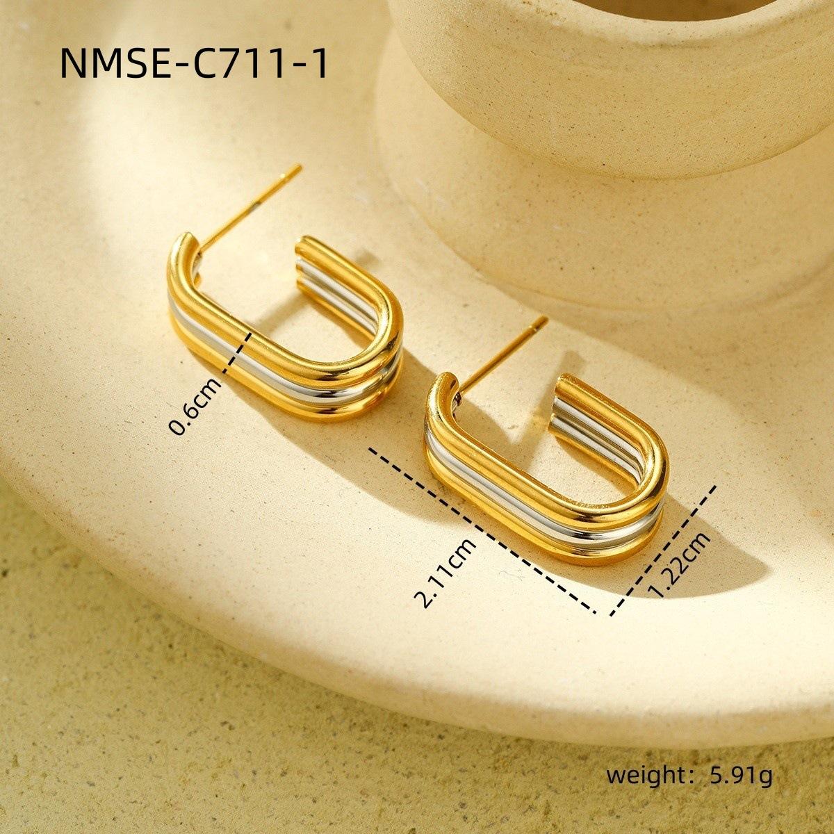 GEMCHIC Women s Geometric Two-Tone Titanium Steel Earrings Minimalist Fashion Studs