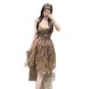 Light luxury high-end birthday dress princess mesh suspender dress long dress irregular skirt