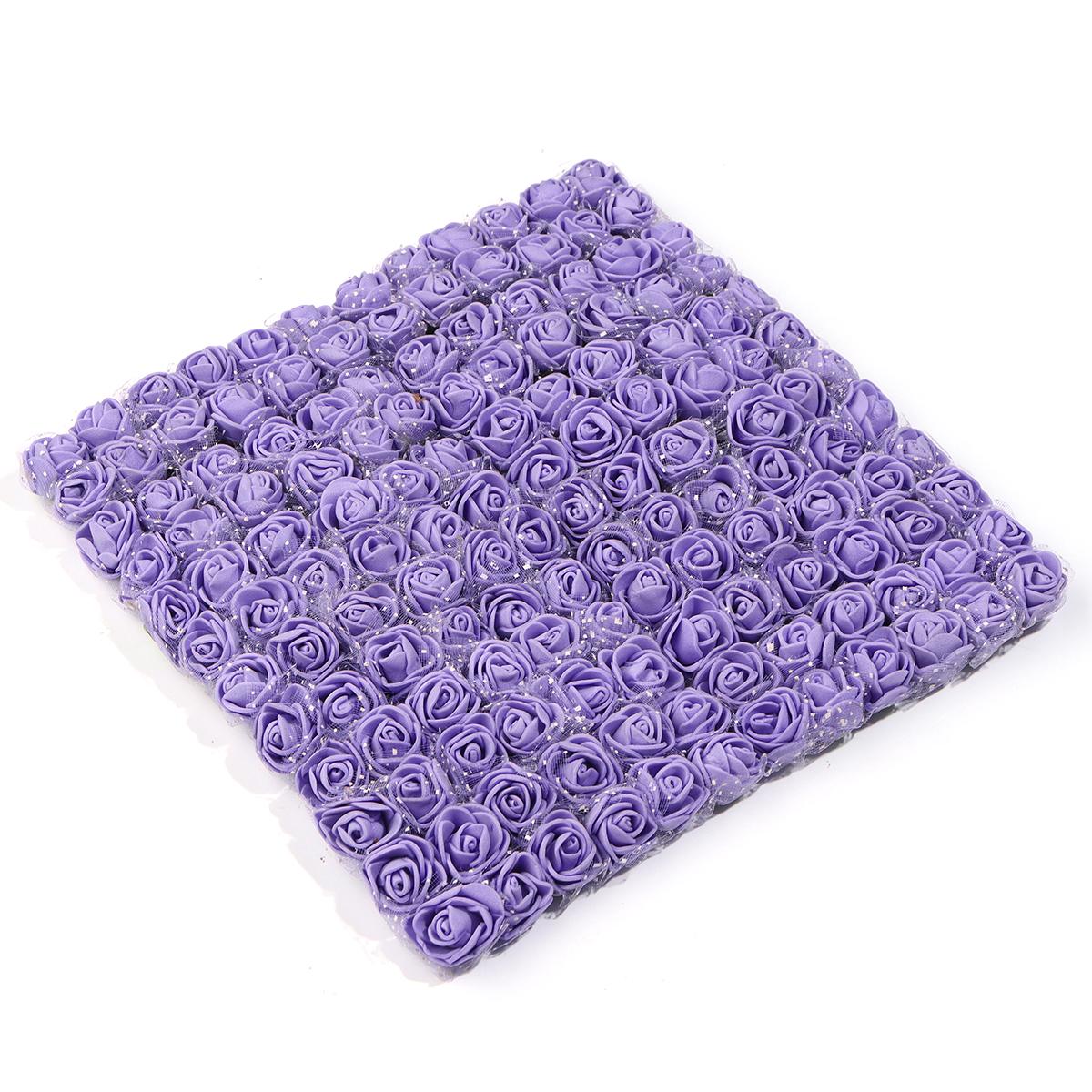 144-288pcs 1.7cm Mini Rose Artificial Flowers Lace PE Rose Foam Flower Heads Bouquet For Wedding Home Decora Scrapbooking DIY Apx 144pcs фиолетовый