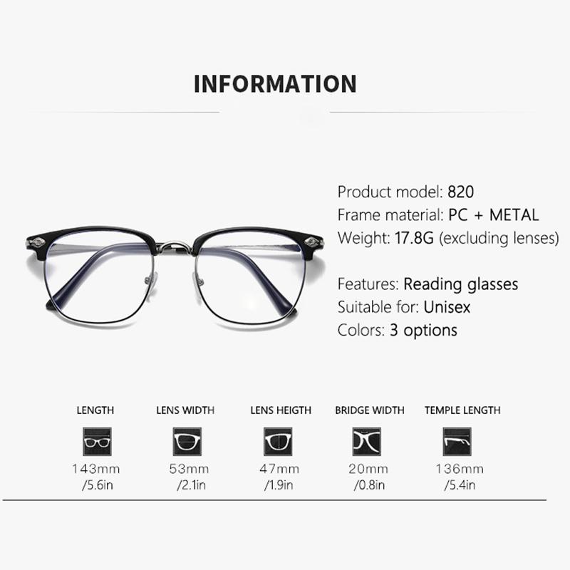 2/3PCS Metal Anti-blue Light Poconductive Glasses With Half-frame And Eyebrows For Men High-definition Clear Image