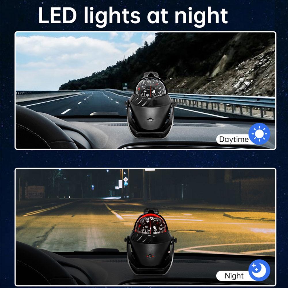 Waterproof Led Light Marine Compass Pivoting Electronic Nautical Compass High Precision Boat Navigation Compass Waterproof Positioning Tool For Sea Ve