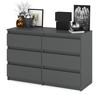 Chest of Drawers for the Living Room TV Cabinet 100 CM 6 Drawers Matte Gray Sideboard
