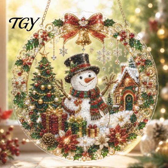 Acrylic Christmas Ornaments Faux Pearl Art Hanging Ornament Kit, Glowing Holiday Decor Festival Set for Tree Window, DIY Festive Pendant Home