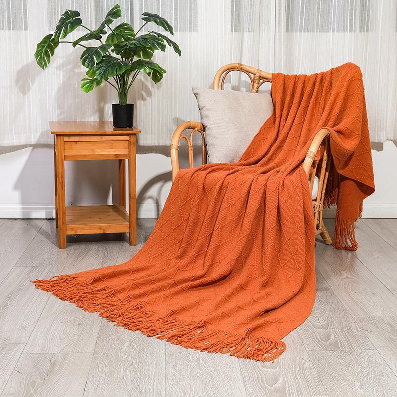 "Capa de Sofá Tricotada e Manta Estilo Europeu – Design Versátil para Quatro Estações para Escritório, Cama ou Sofá"