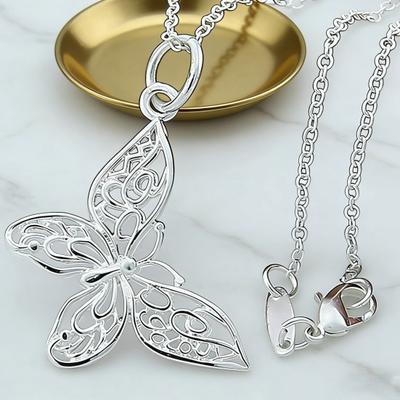 Colar de Borboleta Feminino Colar com Pingente de Borboleta Vazado Elegante Delicado Joia para Uso Diário Casamentos Festas Presente