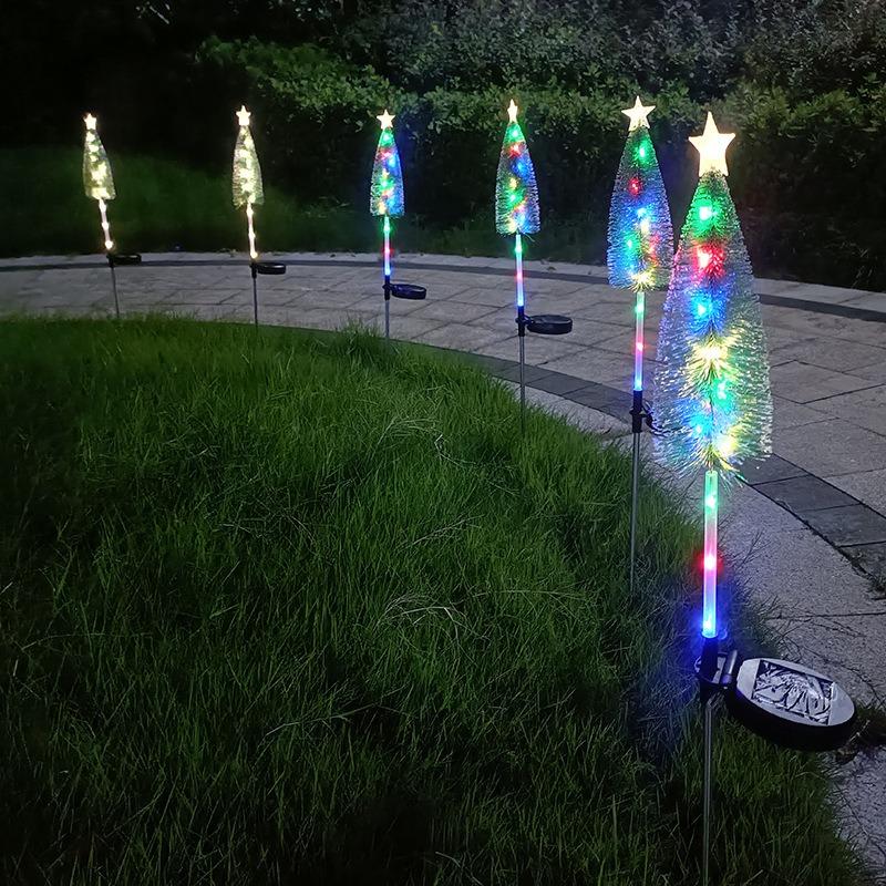 New Solar Christmas Tree Star LED Light Outdoor Waterproof Solar Lawn Light Garden Landscape Christmas Party Decoration