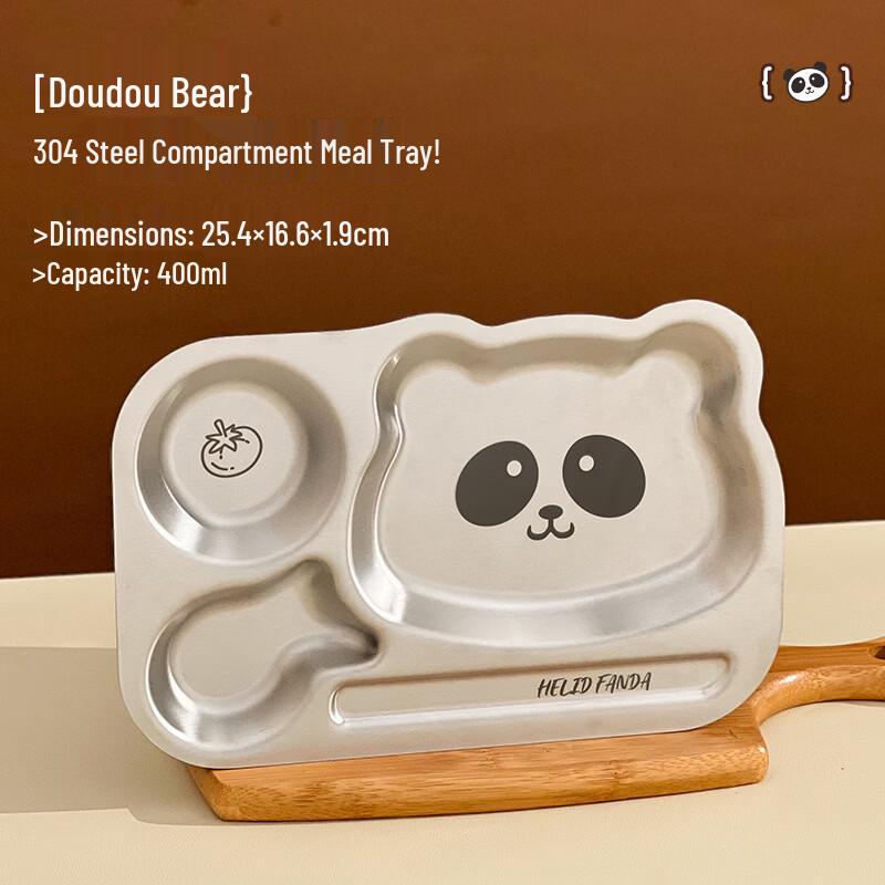 ZISIZ Cartoon Stainless Steel Kids Divided Plate