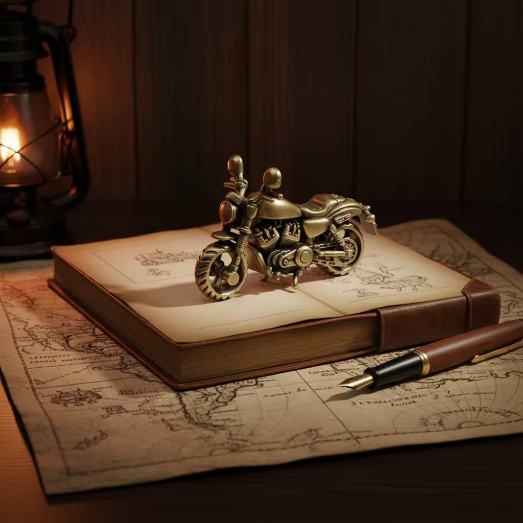 Motorcycle Figurine Metal Motorcycle Model Miniature Antique-Style Sculpture Mechanical for Collectors, Desk, Shelf